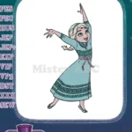 Happy Elsa Frozen character blue dress embroidery designs - Instant Download