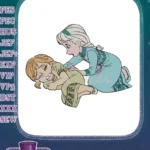 Disney Frozen Elsa comforting Anna sisterly love embroidery designs - Instant Download