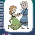 Playful Frozen Sisters Elsa Anna Dancing Embroidery Designs - Instant Download