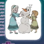 Frozen Sisters Elsa Anna Building Olaf Snowman Embroidery Designs - Instant Download