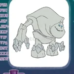Grey rock golem creature smiling face fantasy embroidery designs - Instant Download