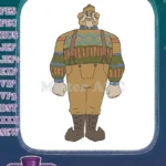 Sturdy bearded man in colorful patterned sweater and overalls embroidery designs - Instant Download