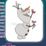Happy Olaf Snowman Holding Flower and Heart Embroidery Designs - Instant Download