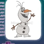Happy Olaf Snowman Waving Character Embroidery Designs - Instant Download