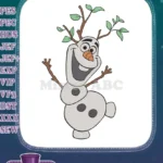 Frozen Olaf snowman with spring leaves branches embroidery designs - Instant Download