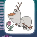 Olaf smelling pink tulip spring nature embroidery designs - Instant Download