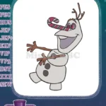 Happy Olaf Snowman with Candy Cane Nose Embroidery Designs - Instant Download