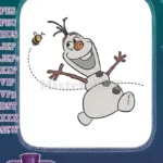 Happy Olaf Snowman with Flying Bee Disney Embroidery Designs - Instant Download