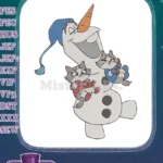 Happy Olaf Snowman and Two Adorable Kitten Embroidery Designs - Instant Download