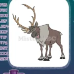 Happy Sven Reindeer Frozen Cartoon Character Embroidery Designs - Instant Download