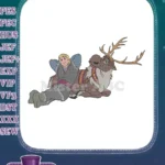 Frozen Kristoff and Sven relaxing together beautiful embroidery designs - Instant Download