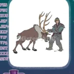 Frozen Kristoff and Sven Playful Reindeer Adventure Embroidery Designs - Instant Download