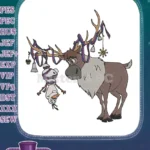 Sven and Olaf Wrapped Christmas Antlers Festive Embroidery Designs - Instant Download