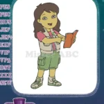 Dora the Explorer inspired cartoon girl adventure embroidery designs - Instant Download