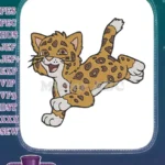 Cute Playful Leopard Cub Jumping Embroidery Designs - Instant Download
