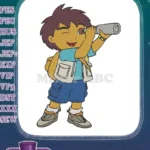 Diego the Explorer looking through telescope embroidery designs - Instant Download