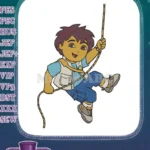 Diego Adventure Cartoon Character Rope Climbing Embroidery Designs - Instant Download