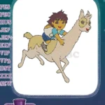 Go Diego Go Boy Riding Llama Cartoon Embroidery Designs - Instant Download