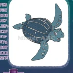 Cute blue sea turtle cartoon embroidery designs for ocean lovers - Instant Download