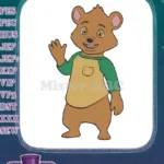 Friendly Cartoon Brown Bear Waving Embroidery Designs for Children - Instant Download