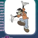 Energetic Max Goof Happy Jumping Disney Character Embroidery Designs - Instant Download
