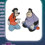 Concerned Max Goof and Relaxed PJ Pete cartoon embroidery designs - Instant Download