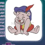 Happy Gummy Bear Cartoon Character Blue Hat Feather embroidery designs - Instant Download
