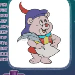 Gummy Bear Cartoon Character Writing with Quill Embroidery Designs - Instant Download