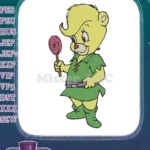 Classic Gummy Bear Character with Lollipop Embroidery Designs - Instant Download