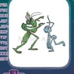 Green Praying Mantis Magician Blue Ant Cartoon Embroidery Designs - Instant Download