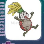 Cute Surprised Cartoon Ladybug Falling Embroidery Designs with Yellow Hair - Instant Download