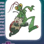 Scared praying mantis and surprised ladybug cartoon embroidery designs - Instant Download