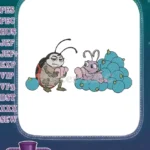 Grumpy ladybug and happy tiny bug with blueberries embroidery designs - Instant Download