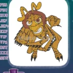 Angry Cartoon Grasshopper Insect Embroidery Designs with Sharp Claws - Instant Download