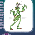 Vibrant Green Cartoon Praying Mantis Insect Embroidery Designs - Instant Download