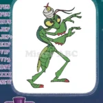 Whimsical Green Praying Mantis with Turban Embroidery Designs - Instant Download