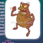 Furious brown insect creature cartoon character embroidery designs - Instant Download
