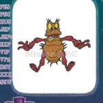 Frightened brown cartoon insect monster machine embroidery designs - Instant Download