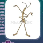 Whimsical brown stick insect character embroidery designs for nature enthusiasts - Instant Download