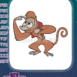 Mischievous Aladdin Abu brown monkey with red vest embroidery designs - Instant Download