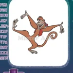 Happy Abu monkey laughing cartoon embroidery designs - Instant Download