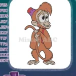 Smiling Abu monkey with hat, Aladdin inspired embroidery designs - Instant Download