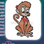 Abu-like Brown Monkey with Red Vest Embroidery Designs - Instant Download