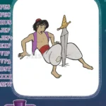 Aladdin surprised by golden sword fantasy adventure embroidery designs - Instant Download