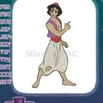 Aladdin hero in purple vest pointing pose embroidery designs - Instant Download