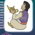 Aladdin Inspired Character Holding Magic Lamp Fantasy Embroidery Designs - Instant Download