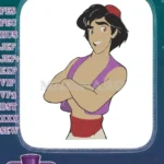 Charming Aladdin Disney character smiling pose embroidery designs - Instant Download