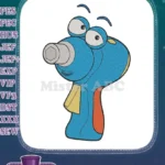 Adorable Blue Cartoon Creature with Grey Snout Embroidery Designs - Instant Download