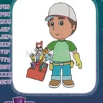 Handy Manny Cartoon Character with Talking Tools Embroidery Designs - Instant Download