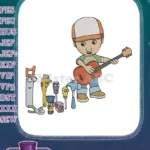 Handy Manny playing guitar with his talking tools embroidery designs - Instant Download